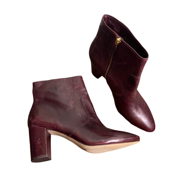 J. Crew Shoes - J Crew Oxblood Leather Zip Up Ankle Boots